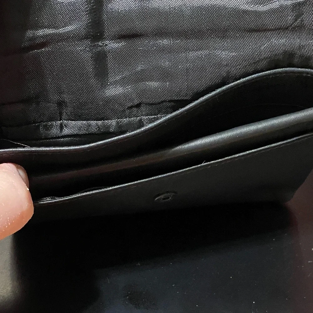 Vintage Black soft Leather wallet checkbook pouch Bag